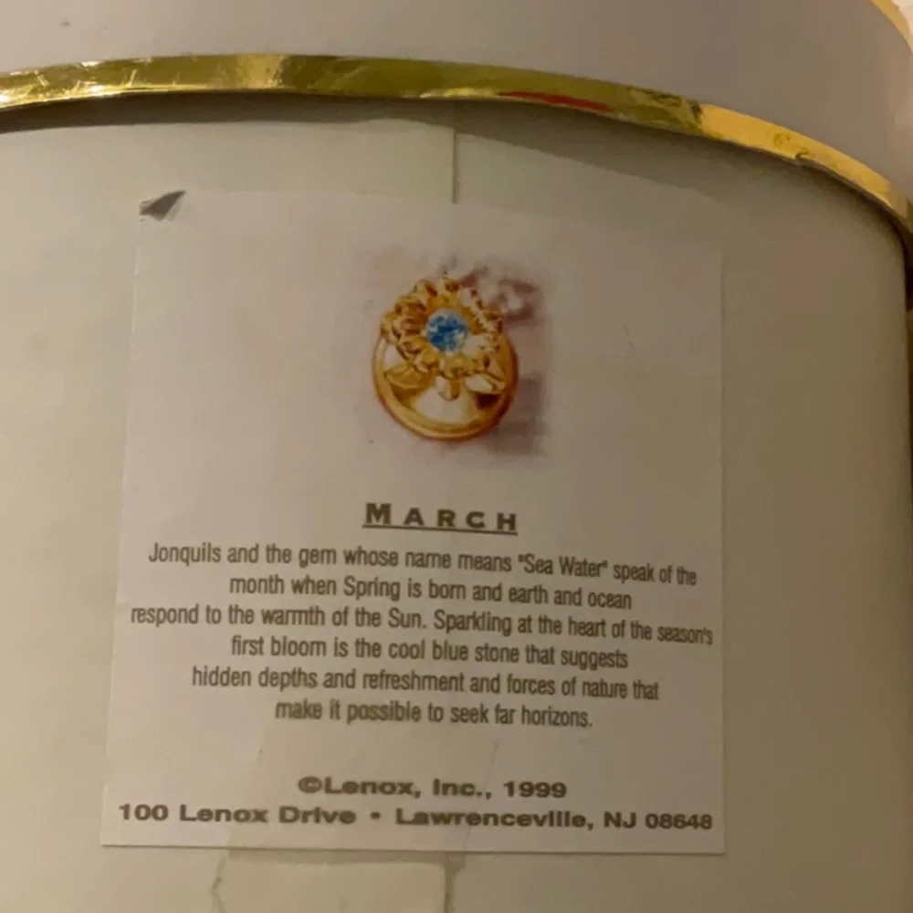 Lenox Trinket Box 1999 Aquamarine Gem Stone March Birthstone Collection Vintage - Picture 8 of 14